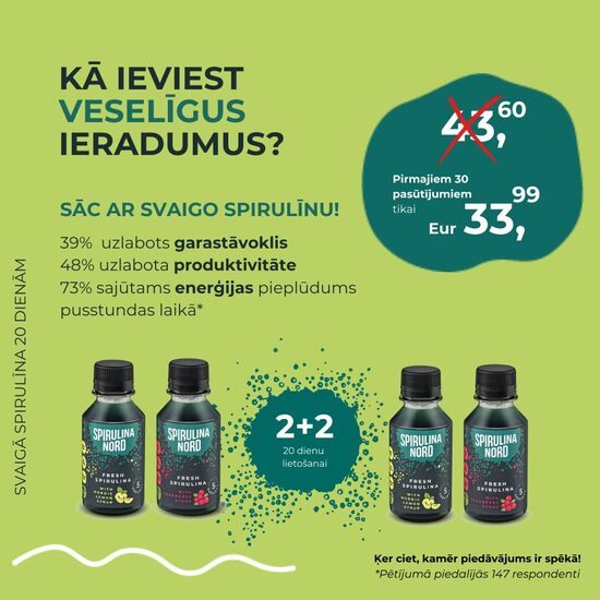 2+2! Svaigā spirulīna 20 dienām